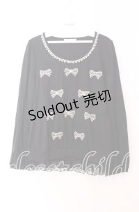 axes femme / チュールリボンアップリケカットソー Ｍ クロ O-25-11-29-044-AX-TO-IG-OS