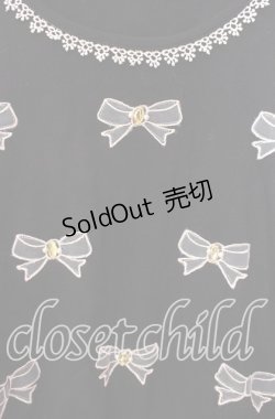 画像2: axes femme / チュールリボンアップリケカットソー Ｍ クロ O-25-11-29-044-AX-TO-IG-OS