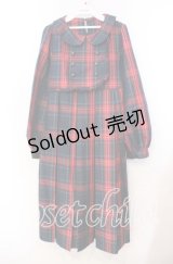 FLC / 皆方由衣コラボ MINA*タータンチェックワンピース M アカ O-25-11-29-005-LO-OP-OW-OS