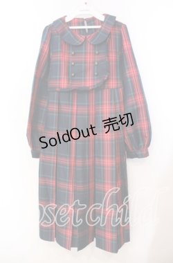 画像1: FLC / 皆方由衣コラボ MINA*タータンチェックワンピース M アカ O-25-11-29-005-LO-OP-OW-OS