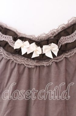 画像2: axes femme / リボン付きロングキャミ Ｍ モカ O-25-11-29-048-AX-TO-IG-OS