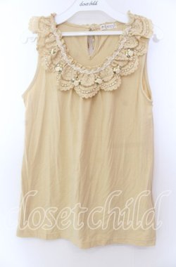 画像1: axes femme / バラ付レース襟タンク Ｍ イエロー O-25-11-29-050-AX-TO-IG-OS