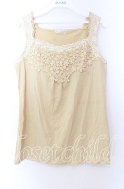 画像1: axes femme / モチーフ付きタンクトップ  イエロー O-25-11-29-051-AX-TO-IG-OS