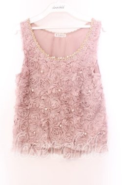 画像1: axes femme / 薔薇生地タンクトップ Ｍ ピンク O-25-11-29-053-AX-TO-IG-OS