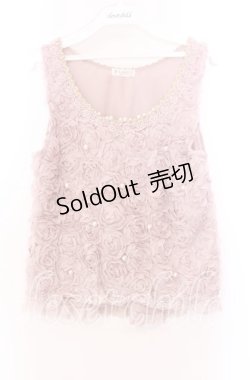 画像1: axes femme / 薔薇生地タンクトップ Ｍ ピンク O-25-11-29-053-AX-TO-IG-ZT1202X