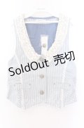 axes femme / レース襟ベスト  ブルー×オフ O-25-11-29-054-AX-TO-IG-OS