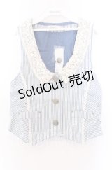 axes femme / レース襟ベスト  ブルー×オフ O-25-11-29-054-AX-TO-IG-OS