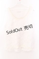 axes femme / 薔薇生地タンクトップ  シロ O-25-11-29-055-AX-TO-IG-OS