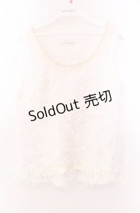 axes femme / 薔薇生地タンクトップ  シロ O-25-11-29-055-AX-TO-IG-OS