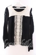 axes femme / パール付きバイカラープルオーバー  クロ O-25-11-29-056-AX-TO-IG-OS