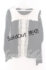 axes femme / パール付きバイカラープルオーバー  クロ O-25-11-29-056-AX-TO-IG-OS