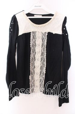 画像1: axes femme / パール付きバイカラープルオーバー  クロ O-25-11-29-056-AX-TO-IG-OS