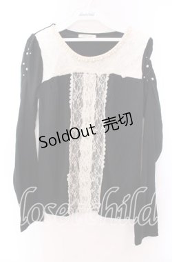 画像1: axes femme / パール付きバイカラープルオーバー  クロ O-25-11-29-056-AX-TO-IG-OS