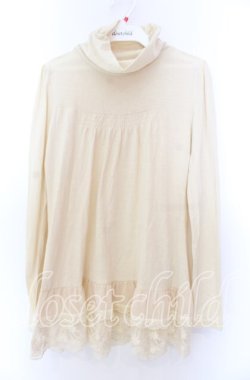 画像1: axes femme / 胸元ギャザータートルカットソー  アイボリー O-25-11-29-058-AX-TO-IG-OS