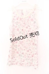 axes femme / バックレースアップデザインローズタンクトップ  アイボリー×ピンク O-25-11-29-063-AX-TO-IG-OS