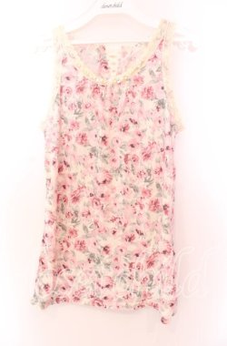 画像1: axes femme / バックレースアップデザインローズタンクトップ  アイボリー×ピンク O-25-11-29-063-AX-TO-IG-OS