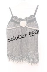 axes femme / ベロア薔薇モチーフキャミソール  クロ×ベージュ O-25-11-29-065-AX-TO-IG-OS