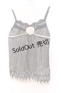 axes femme / ベロア薔薇モチーフキャミソール  クロ×ベージュ O-25-11-29-065-AX-TO-IG-OS