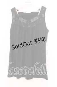 axes femme / BACKリボンタンクトップ  クロ O-25-11-29-066-AX-TO-IG-OS