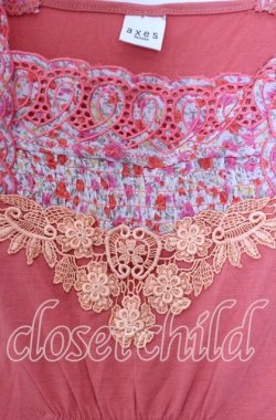 画像2: axes femme / 花柄切り替え刺繍タンクトップ  オレンジ O-25-11-29-069-AX-TO-IG-OS