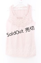 axes femme / 花柄切り替えタンクトップ Ｍ ピンク O-25-11-29-070-AX-TO-IG-OS