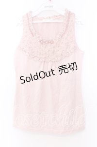 axes femme / 花柄切り替えタンクトップ Ｍ ピンク O-25-11-29-070-AX-TO-IG-OS