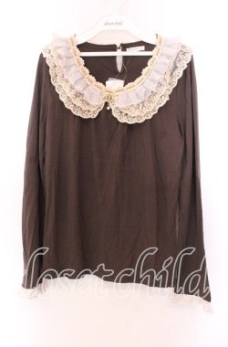 画像1: axes femme / 襟モチーフ付きプルオーバー  ブラウン O-25-11-29-073-AX-TO-IG-OS