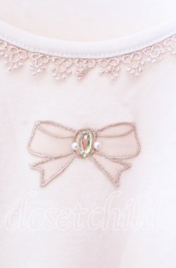 画像2: axes femme / チュールリボンアップリケカットソー  アイボリー O-25-11-29-079-AX-TO-IG-OS