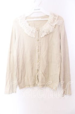 画像1: axes femme / レーザーカットフリルカーディガン  アイボリー O-25-11-29-080-AX-TO-IG-OS