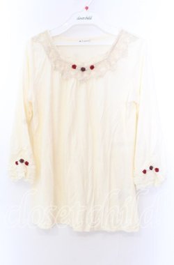 画像1: axes femme / 巻き薔薇7部袖カットソー  アイボリー O-25-11-29-081-AX-TO-IG-OS