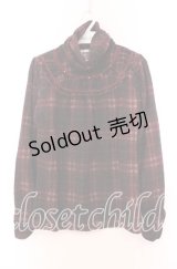 axes femme / 起毛チェックタートルカットソー  ワイン O-25-11-29-082-AX-TO-IG-OS