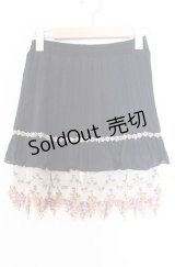 axes femme / フラワー編み切り替えスカート Ｍ クロ O-25-11-29-013-AX-SK-IG-OS