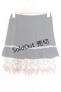 axes femme / フラワー編み切り替えスカート Ｍ クロ O-25-11-29-013-AX-SK-IG-OS