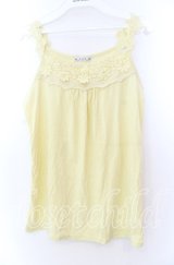 axes femme / 花モチーフタンクトップ Ｍ イエロー O-25-11-29-014-AX-TO-IG-ZT328