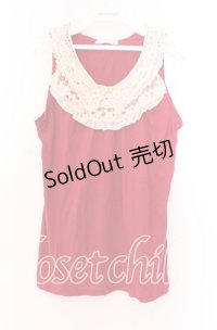 axes femme / レース&パール襟タンク Ｍ アカ O-25-11-29-022-AX-TO-IG-OS