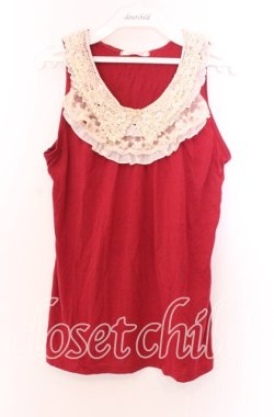 画像1: axes femme / レース&パール襟タンク Ｍ アカ O-25-11-29-022-AX-TO-IG-OS