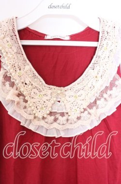 画像2: axes femme / レース&パール襟タンク Ｍ アカ O-25-11-29-022-AX-TO-IG-OS