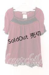 axes femme / 立体バラ付きマトン袖プルオーバー Ｍ ワイン O-25-11-29-026-AX-TO-IG-OS