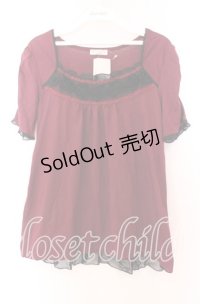 axes femme / 立体バラ付きマトン袖プルオーバー Ｍ ワイン O-25-11-29-026-AX-TO-IG-OS