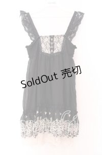 axes femme / 薔薇刺繍チュニック Ｍ クロ O-25-11-29-029-AX-TO-IG-OS