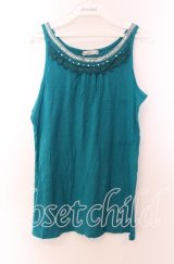 axes femme / スパンコール配色タンクトップ Ｍ ターコイズ O-25-11-29-030-AX-TO-IG-ZT343