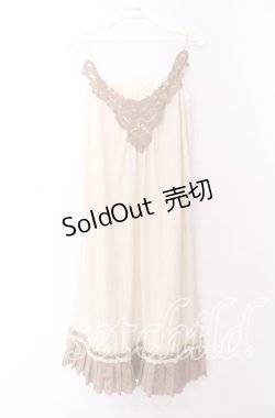 画像1: axes femme / ベロア切り替えインナーキャミソールワンピース Ｍ アイボリー×ベージュ O-25-11-29-032-AX-OP-IG-OS