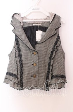 画像1: axes femme / レースフード付ベスト  クロ×グレー O-25-11-29-033-AX-TO-IG-OS