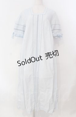 画像1: KANEKO ISAO / ギンガム透かしワンピース  サックス O-25-11-30-001-EL-OP-IG-OS