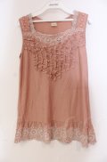 axes femme / ギャザーフリル使いタンクトップ M ピンク O-25-11-30-027-AX-TO-OW-ZT320