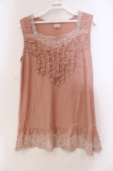 axes femme / ギャザーフリル使いタンクトップ M ピンク O-25-11-30-027-AX-TO-OW-OS