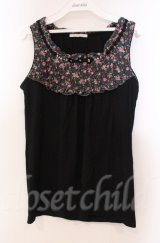 axes femme / 花柄切り替えタンクトップ M クロ O-25-11-30-028-AX-TO-OW-OS