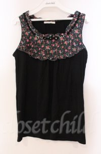 axes femme / 花柄切り替えタンクトップ M クロ O-25-11-30-028-AX-TO-OW-ZT359