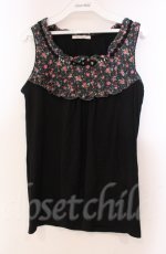 画像1: 【SALE】axes femme / 花柄切り替えタンクトップ M クロ O-25-11-30-028-AX-TO-OW-ZT359 (1)