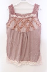 axes femme / レース配色タンクトップ M ピンク O-25-11-30-029-AX-TO-OW-OS